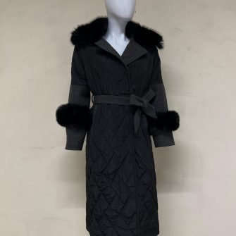 Geaca din Fas cu Insertie Stofa si Blanita Detasabila